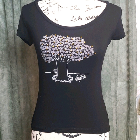 D&G Tops - D&G t-shirt black with crystals and lace back